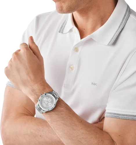 Vista 4 de Michael Kors - Reloj Runway delgado, de cuarzo, de acero inoxidable, para hombre, plateado Glitz