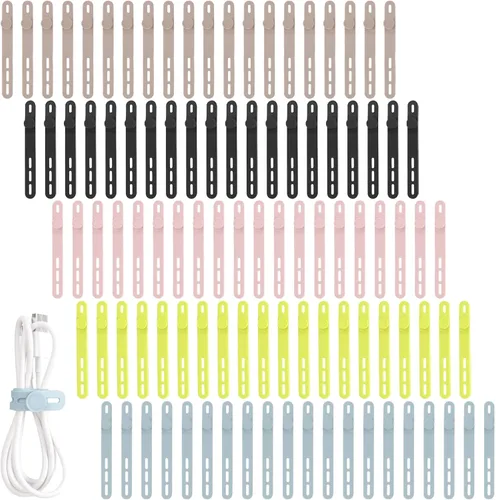 Vista 8 de Oligei 25 bridas de silicona para cables, reutilizables, de alta elasticidad para cables eléctricos, organizador de cables para auriculares