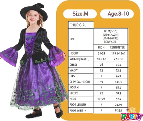 Vista 7 de JUST FOR PARTY Kids Witch Costume for Girls Halloween Costumes,Halloween Costumes Witch Costume for Girls