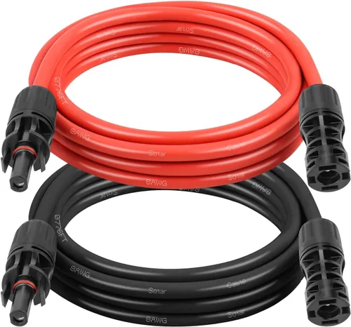 Vista 23 de XRDS -RF Cable de extensión solar 8AWG 3FT paquete de 2 unidades (rojo + negro), cable fotovoltaico con conectores solares macho/hembra, cable