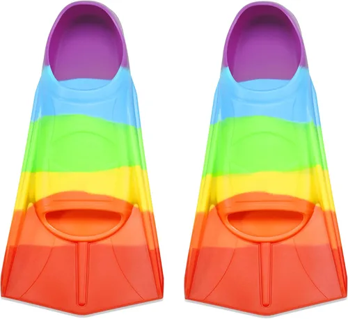 Vista 7 de Aletas de natación para niños, aletas cortas para jóvenes, aletas de entrenamiento de natación para natación de regazo, para niños y niñas Arco