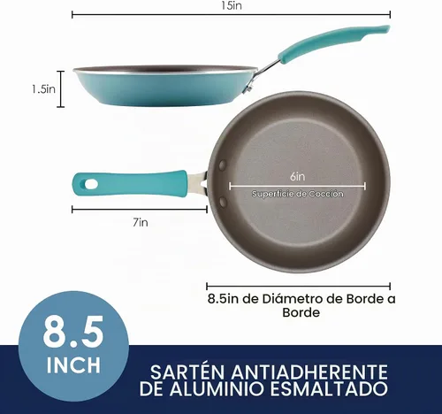 Vista 2 de Rachael Ray Cook + Create - Sartén antiadherente de 8.5 pulgadas, Agave Azul Azul agave