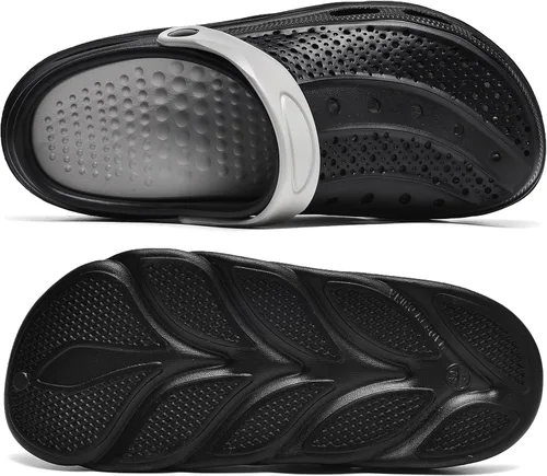 Vista 6 de Zuecos con forro de piel para mujer y hombre, pantuflas cálidas y mullidas, zapatos de jardín de invierno, sandalias para interiores y exteriores