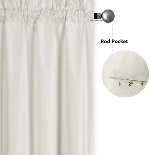 Vista 4 de Better Home Style - Cortina aislante para ventana, 2 paneles, 100% opaca, paneles cortos para cocina, baño o cualquier ventana pequeña Marfil