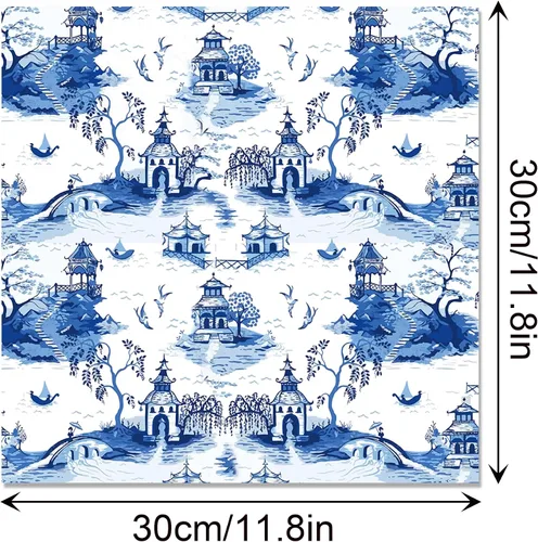 Vista 4 de Papel de álbum de recortes con patrón chinoiserie, 24 hojas de cartulina de doble cara de 12 x 12 pulgadas, papel decorativo para manualidades