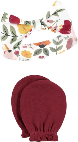 Vista 6 de Hudson Baby Conjunto de diadema de algodón y manoplas para rascar para bebé