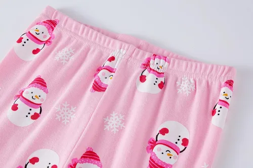 Vista 5 de Akyzic Conjuntos de pijamas de Navidad para niños y niñas, ropa de dormir de Papá Noel y muñeco de nieve
