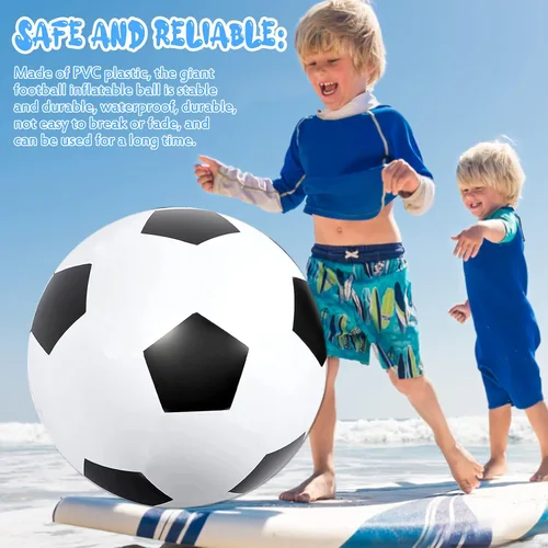 Vista 2 de Pelota de fútbol inflable gigante de 27 pulgadas, pelotas de playa grandes a granel, juguetes de piscina, juguetes de playa, decoración de fiesta