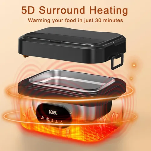 Vista 2 de Fiambrera eléctrica inalámbrica para adultos, lonchera recargable de 18000 mAh, 1.5L (6.3 tazas), calentador de alimentos portátil autocalentable