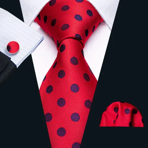 Vista 97 de Barry.Wang Corbatas de seda para hombre, diseño de lunares, gemelos cuadrados de bolsillo, gemelos para negocios, boda