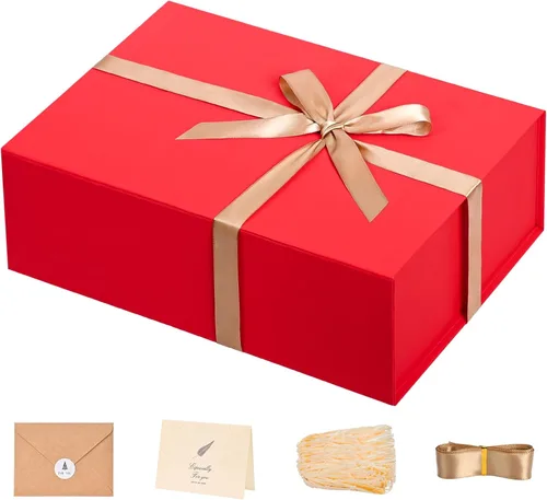 Vista 59 de LIFELUM Square Gift Box with Magnetic Lid, Card, Sticker, Ribbon, Shredded Paper Filler for Business, Wedding, Birthdays