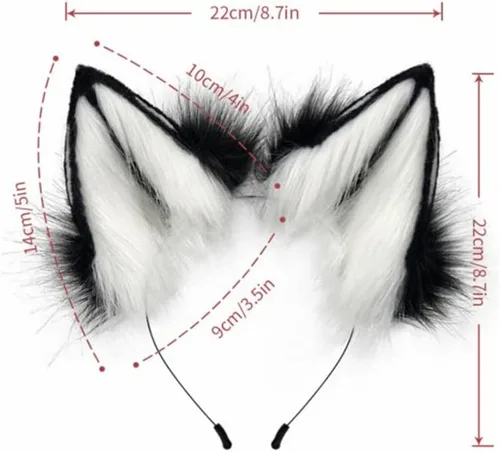 Vista 4 de Angela0123 - 1 juego de guantes de diadema con orejas de zorro de felpa diadema de lolita cola de gato cosplay para mujer fiesta de máscaras pelo