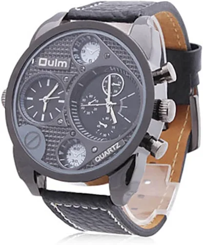Vista 2 de Soleasy WTH1001 - Reloj de pulsera de cuarzo para hombre, estilo militar, 2 zonas horarias, color negro