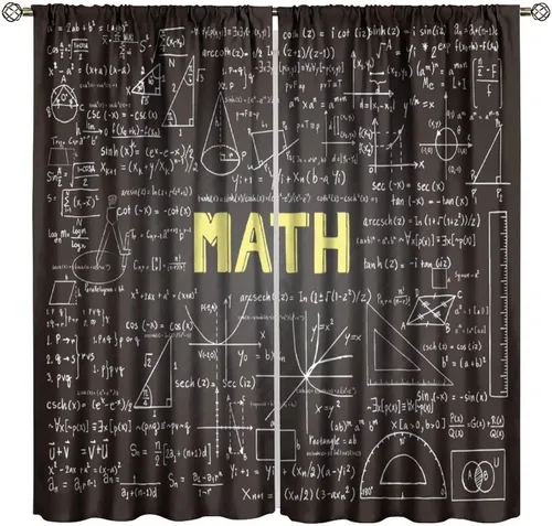 Vista 18 de Cortinas opacas para ventanas de ciencia para niños, lupa de libro de laboratorio de ciencia, lupa, frascos moleculares, cortinas impresas