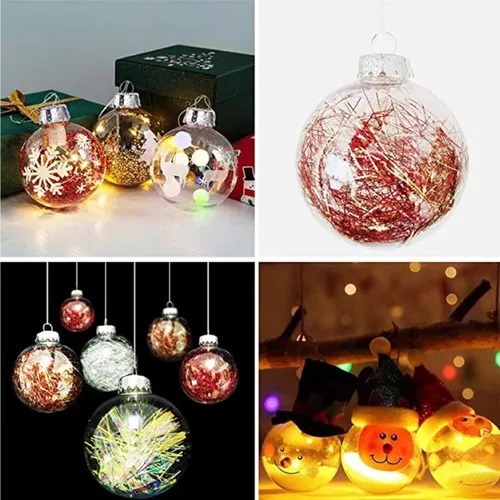 Vista 3 de 8 bolas decorativas de plástico transparente para colgar, 3.15 pulgadas, esferas decorativas de plástico rellenables para Navidad, Halloween