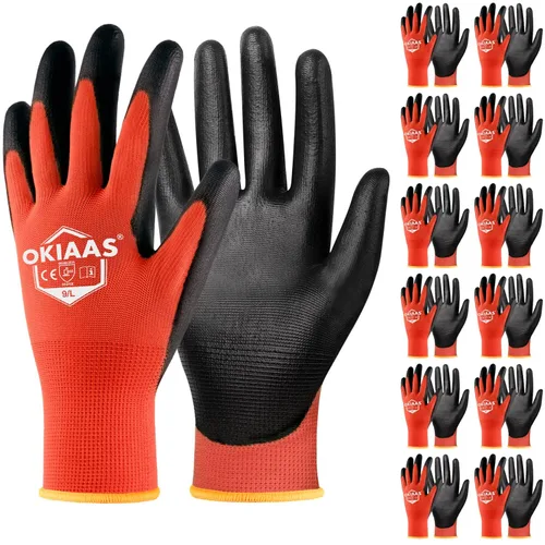 Vista 9 de OKIAAS Guantes de trabajo ultrafinos y ligeros para hombre con agarre, 12 pares, color negro, talla S