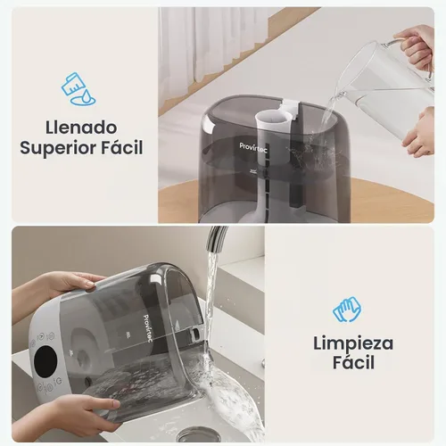 Vista 7 de Provirtec 6L MistGrove Self-Cleaning Humidifier Bedroom, Warm Cool Mist