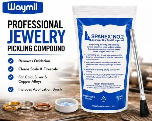 Vista 2 de Waymil SPAREX No 2 Compuesto de ácido seco granular 10 oz para decapado con cepillo para soldadura de joyas