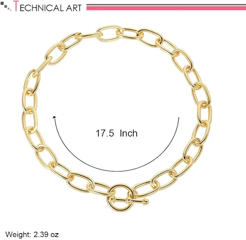 Vista 5 de LILILIE&WHTE - Collar de cadena gruesa para mujer, collar de cadena gruesa, collares de moda, cadena de eslabones de Cable, gargantilla, collares