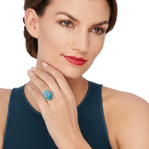 Vista 2 de Ross-Simons Oval Turquoise Ring in Sterling Silver Wirework