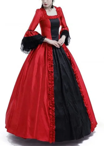 Vista 6 de Vestido de baile rococó para mujer, disfraz renacentista, vestido largo gótico victoriano, vestido gótico del siglo XVIII, vestidos temáticos