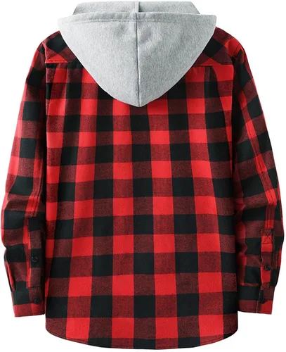Vista 3 de Franelas para hombre, camisa ligera a cuadros, camisas de manga larga para otoño, camisas casuales con cuello abotonado, camisas de vestir sueltas