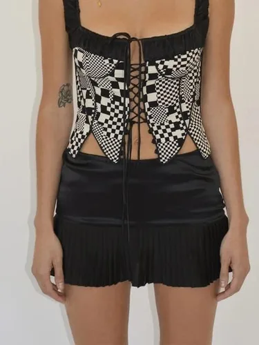 Vista 6 de Falda Preppy Y2k, falda de hada, estilo grunge, minifalda plisada Y2K para mujer, minifalda Y2K