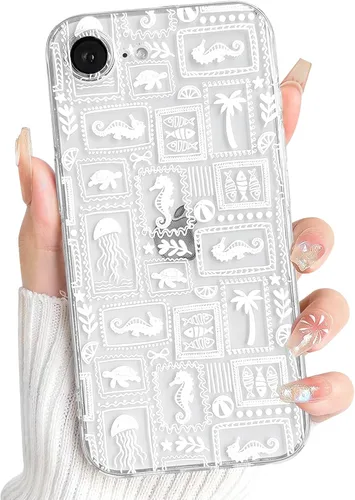 Vista 80 de NITITOP Funda para iPhone 13 Clear Sea Animal - Pez negro Pescado Negro