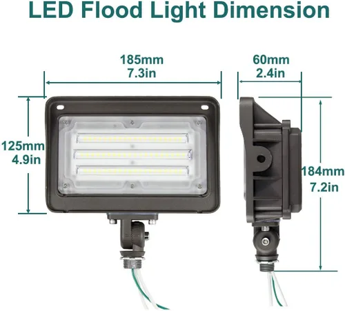Vista 5 de kadision Luz de inundación LED de 50 W, fotocélula del anochecer al amanecer, 5000 K, 6500 lm, 100-277 Vac, nudillo ajustable de 180 grados