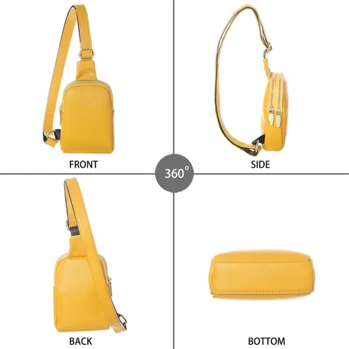 Vista 4 de Bolsa cruzada pequeña tipo cangurera de cuero vegano para mujeres y niñas, regalos para ella