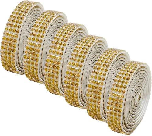 Vista 22 de 6 Rollos de Cinta Adhesiva con Diamantes de Imitación para Manualidades, Rollo de Cinta con Cristales para Decoración de Automóviles y Teléfonos