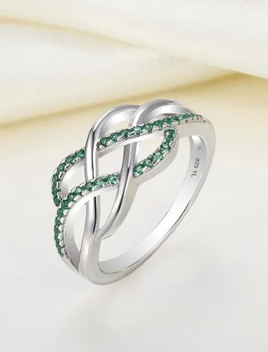 Vista 4 de YL Anillos de nudo celta de plata de ley 925, anillo de nudo torcido, piedra natal, joyería para mujer, talla 5