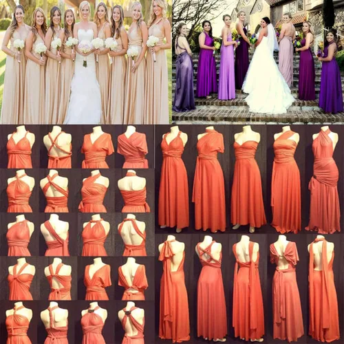 Vista 4 de Vestido largo transformador para mujer vestido de graduación convertible con tirantes delgados para boda cóctel vestido largo