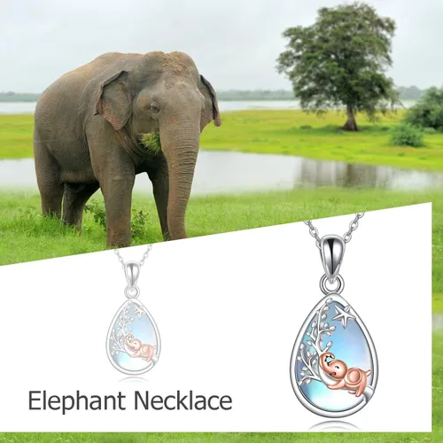 Vista 6 de Collar de plata de ley 925 con colgante de zorro, libélula, colibrísirena, para mujeres y niñas