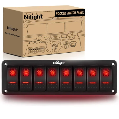 Vista 41 de Nilight Panel de Interruptores Basculantes de 2 Posiciones con Luz LED Naranja, 5 Pines On/Off, Interruptores Basculantes de Aluminio Precableados