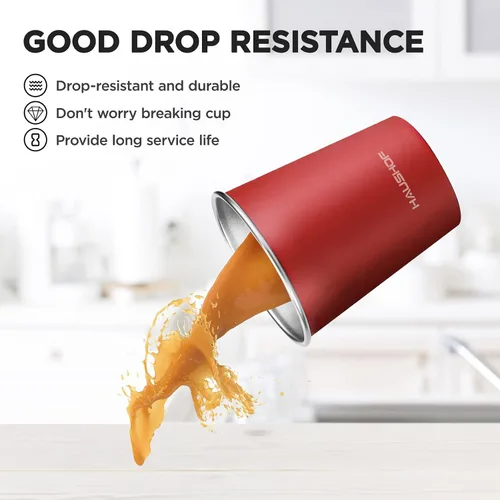 Vista 7 de HAUSHOF Taza de pinta, tazas de acero inoxidable de 14 onzas, tazas de metal apilables, tazas de pinta de cerveza apilables para el hogar, fiesta