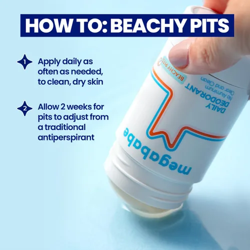 Vista 3 de Megababe Beachy Pits - Desodorante diario, aroma fresco, 2.6 onzas, barra