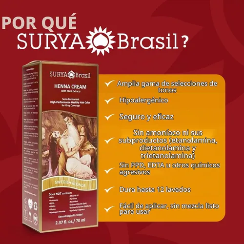 Vista 6 de Surya Brasil Productos Crema de henna, rubio sueco, 2.37 onzas líquidas