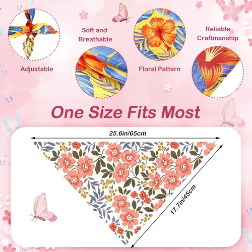 Vista 5 de Sweetude 50 bandanas para perro, diseño floral, triangular, ajustable, lavable, para perros pequeños, medianos y grandes, mascotas