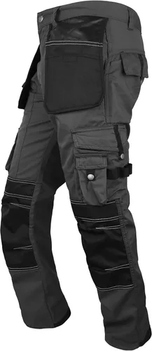 Vista 3 de FASHIO FF Cordura - Pantalones de trabajo tácticos para hombre con bolsillos para herramientas de utilidad, pantalones de seguridad reforzados