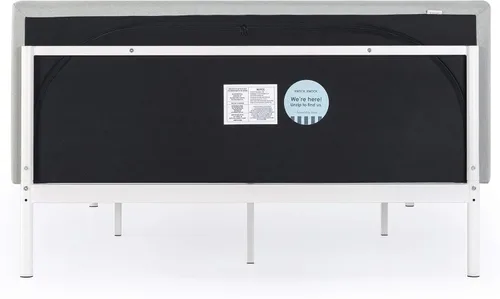 Vista 5 de Mellow BREE - Cama de plataforma de metal con cabecera curvada y tapizada, listones de acero, fácil montaje, gris cielo, tamaño matrimonial