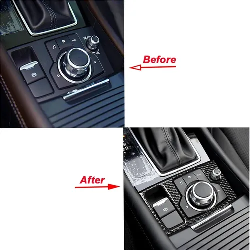 Vista 5 de Accesorios de coche multimedia multimedia Control interruptor Botones cubierta Trim etiqueta para mazdas 3 Axela 2017 2018 fibra de carbono ABS