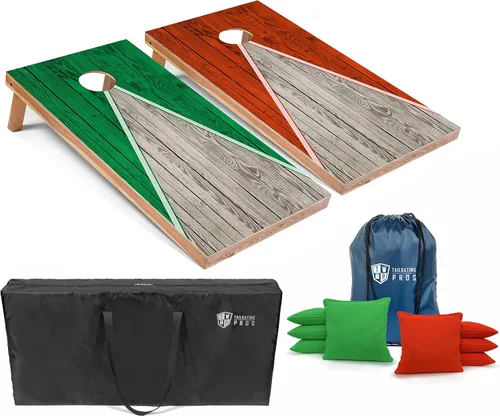 Vista 34 de Tailgating Pros Juego de tablero de Cornhole ligero con diseño piramidal con bolsas de frijoles y estuche de transporte, juego de cornhole