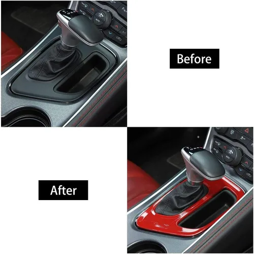 Vista 6 de Voodonala para Challenger Cubiertas de panel de cambio de marchas, accesorios decorativos para Dodge Challenger 2015-2022 (rojo)