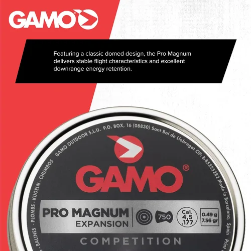 Vista 3 de Gamo Pro Magnum .177 Cal, 7.8 granos, puntiagudo, 750ct