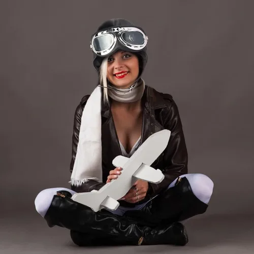 Vista 5 de Keymall Sombrero de aviador con gafas accesorios de disfraz gorra de piloto sombrero de bombardero bufanda blanca para hombres mujeres adolescentes