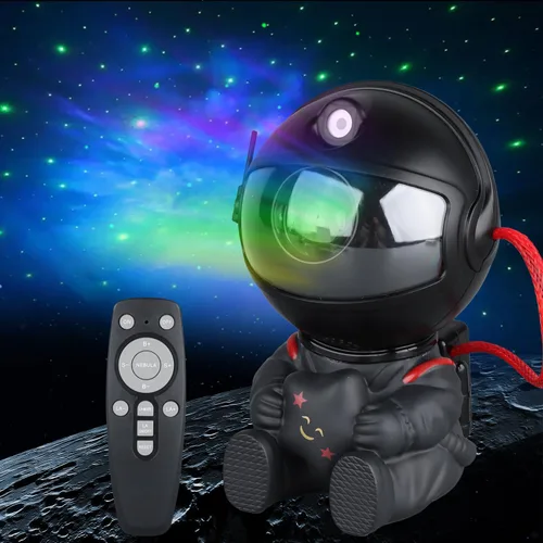 Vista 9 de Proyector de Estrellas de Astronauta, Luz de Galaxia Proyector de Estrellas para Niños, 8 Modos Control Remoto y Luces LED Ajustables de 270°