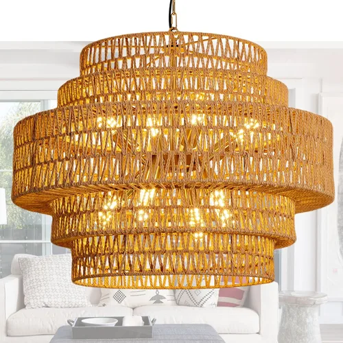 Vista 13 de Luces Colgantes de Cúpula de 15.75 Pulgadas, Luz de Metal Negro Dorado para Comedor, Accesorios de Iluminación de Candelabro Colgante Grande Moderno