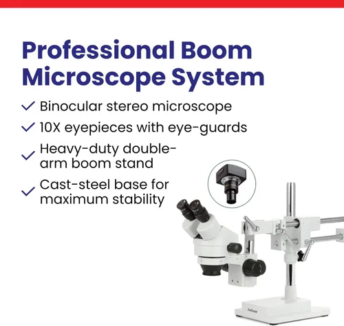 Vista 7 de AmScope SM-4B microscopio profesional de zoom estéreo binocular, oculares WH10x, aumento de 7X-45X, objetivo del zoom 0.7X-4.5X, soporte de brazo
