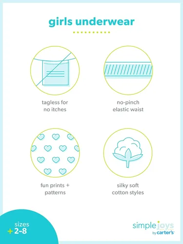 Vista 3 de Simple Joys by Carter's Girls' 8-Pack Underwear